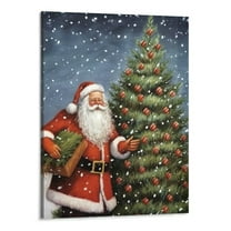 Creowell Vintage Merry Christmas Poster Santa Claus Poster Wall Art Decor Canvas Print Picture Paintings for Living Room Bedroom  16x20inch