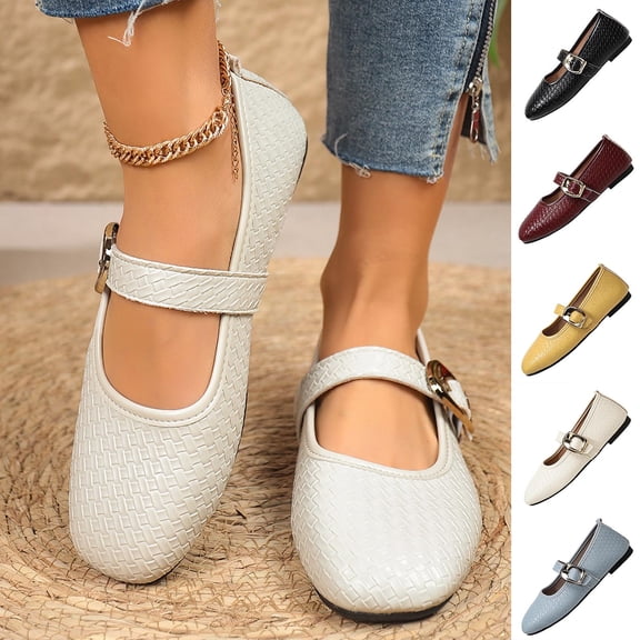 Lenago Flat Shoes for Women Wide Width Round Toe Walking Shoes Casual Womens Dress Shoes Office Shopping Party Travel Beige Size-7