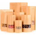 thumbnail image 5 of Pack of 100 kraft paper bags with stand-up zipper, ideal for storing food, such as bread, nuts, coffee beans, as well as gifts and jewelry. The bags a, 5 of 5