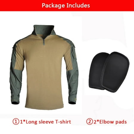 LOPNGLS Combat Uniform +Pads Safari Tactical Pants Military Uniform Camo Shirt Combat Shirts Hunting Clothes Men Camping