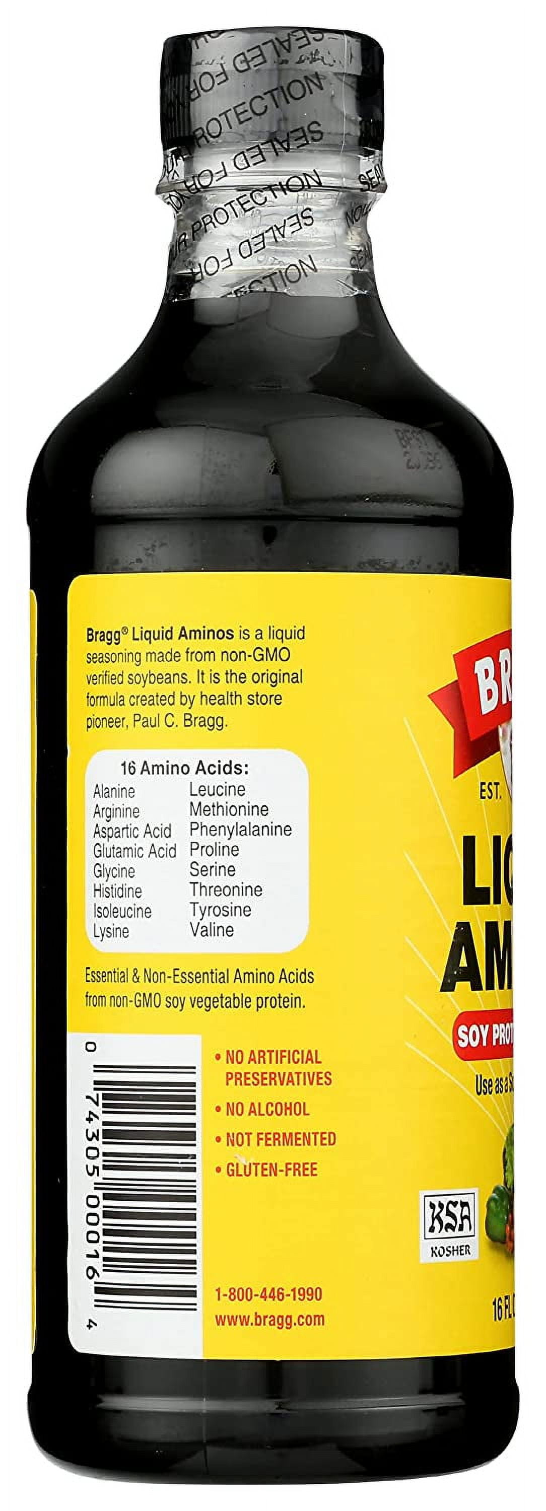 Bragg, Liquid Aminos, Soy Protein Seasoning, 16 fl oz Pack of 4