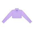 thumbnail image 3 of Raenseen Kids Girls Mock Neck Long Sleeves Sports Dance Crop Top Dancewear Modern Jazz Hip Hop Lavender 8, 3 of 8
