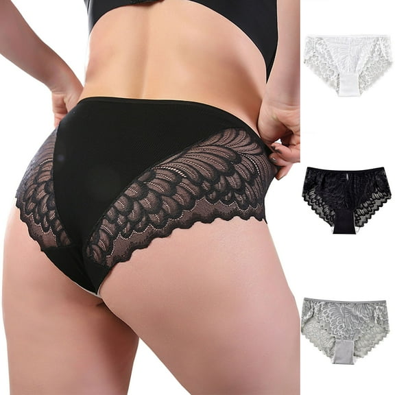 Akafmk Plus Size Underwear for Women Low Waisted Lace Briefs Comfortable Breathable Underwear Panties, Sizes XL-4XL
