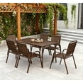 thumbnail image 4 of Segmart 7-Piece Patio Dining Set Clearance, Outdoor Furniture Set With Table and Six chairs, All-Weather Outdoor Conversation Set, Porch,gardens, swimming, balconies,brown, 4 of 9