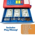 thumbnail image 5 of Dr. STEM: Solar-Powered Cash Register - Red - 68pc Store & Shopping Roleplay Toy, Working Math Calculator, Sounds, Play Money & Debit Card, Kids 3+, 5 of 10