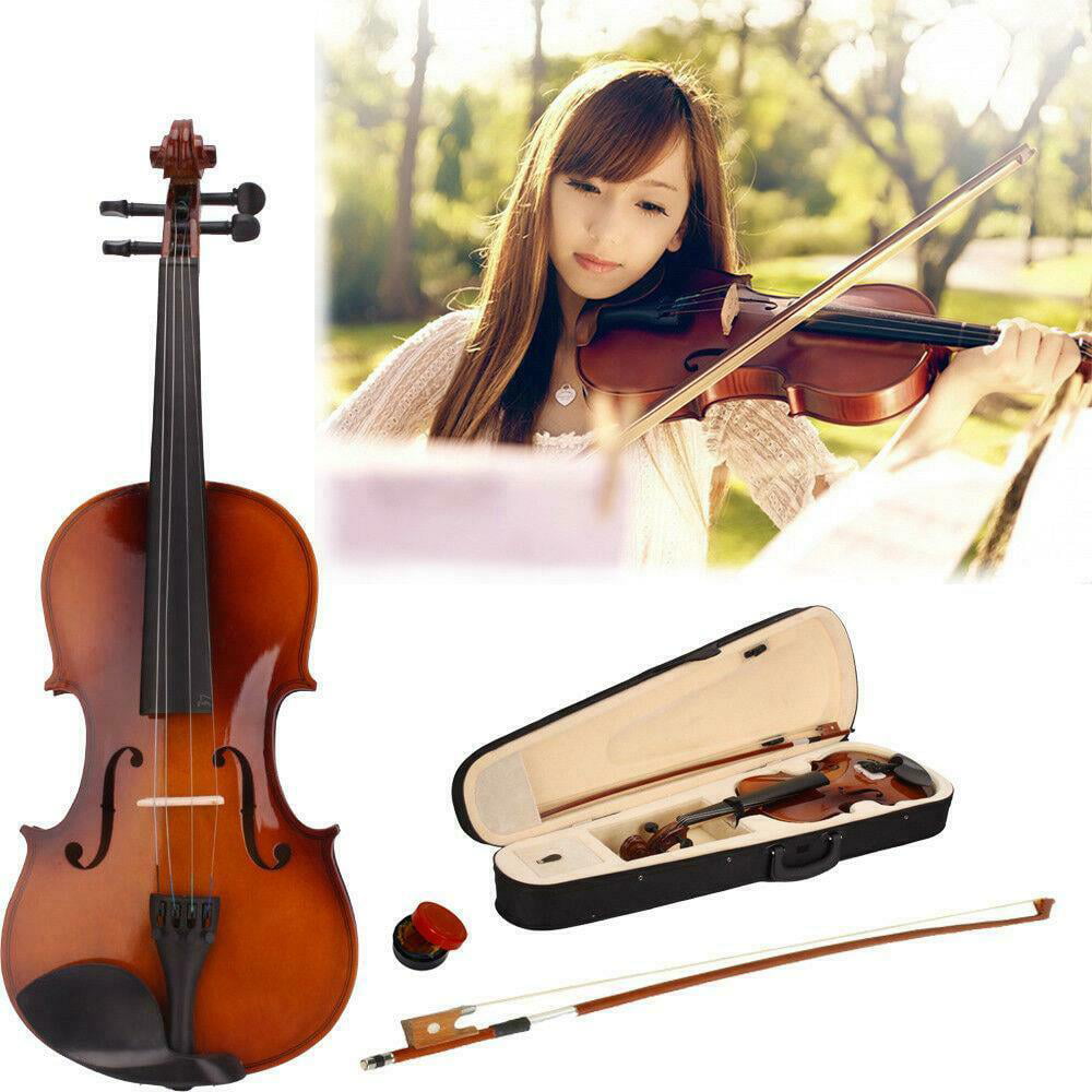 Size 3/4 Perfect Acoustic 11-12 years old kids Violin+Case+Bow+Rosin Natural 