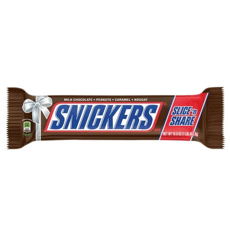 Snickers Slice N' Share Milk Chocolate Christmas Candy Bar, 1