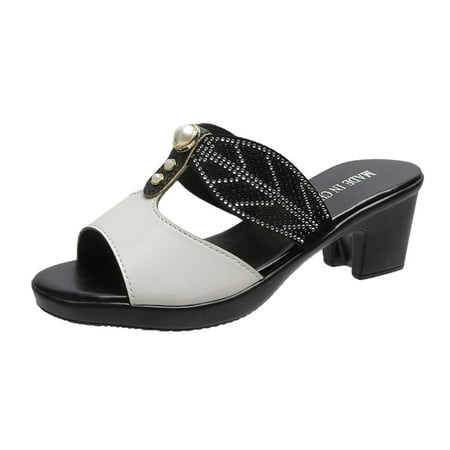 

Fashion Women s Casual Shoes Diamond Slip-on Heels Leisure Slippers Women Boot Slippers Black Women Bedroom Slippers Size 10