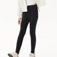 thumbnail image 4 of Girls High Waisted Tights Pants Teens Fleece Lined Winter Warm Loungewear Sports Yoga Leggings with Pockets Black 10-11Y, 4 of 6