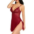 thumbnail image 4 of Lovskoo Women's Nightgown V Neck Chemise Mini Teddy Sleepwear Lace Nightwear Soft Sleepwear for Women Wine, 4 of 4