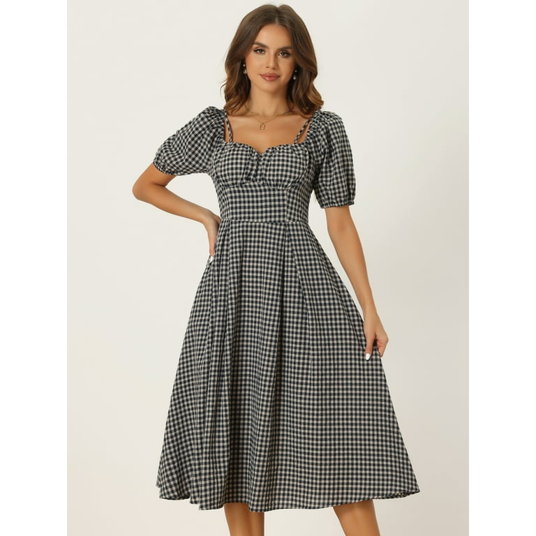 Spaghetti strap gingham dress best sale