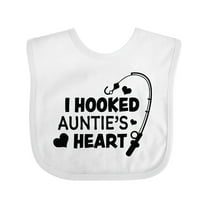 Inktastic I Hooked Auntie's Heart with Fishing Rod Boys or Girls Baby Bib