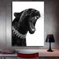 thumbnail image 6 of Mudket Roaring Black Panther with Diamond Necklace Canvas Wall Art, Modern Glam Fashion Trendy Wall Art Print for Living Room Bedroom Home Decor, Framed Ready to Hang - 12"L x 8"W, 6 of 9