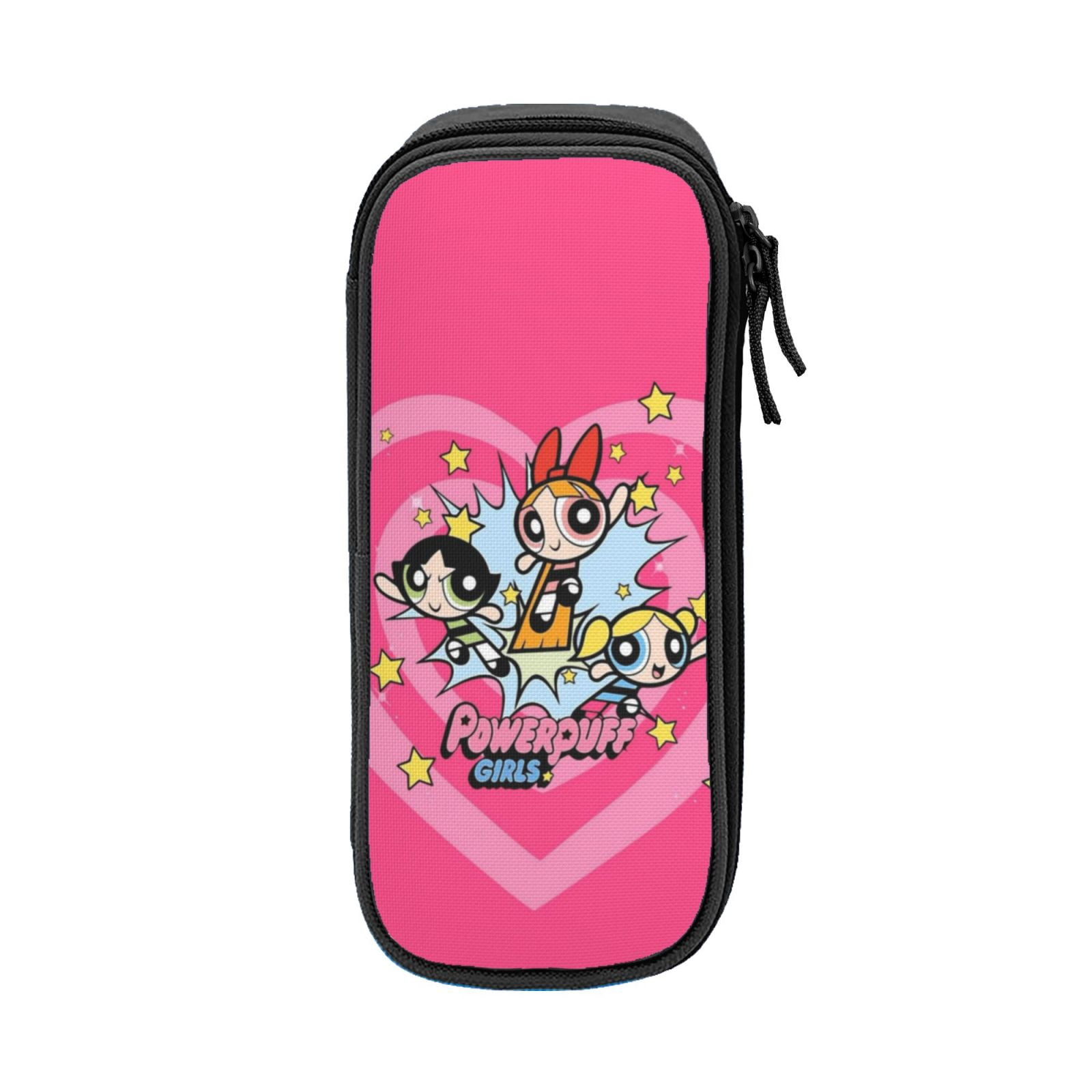 The Powerpuff Gi-rls Pencil Case Large Capacity Pencil Pouch Pen Bag Office Stationery Organizer Travel Makeup Bag Black