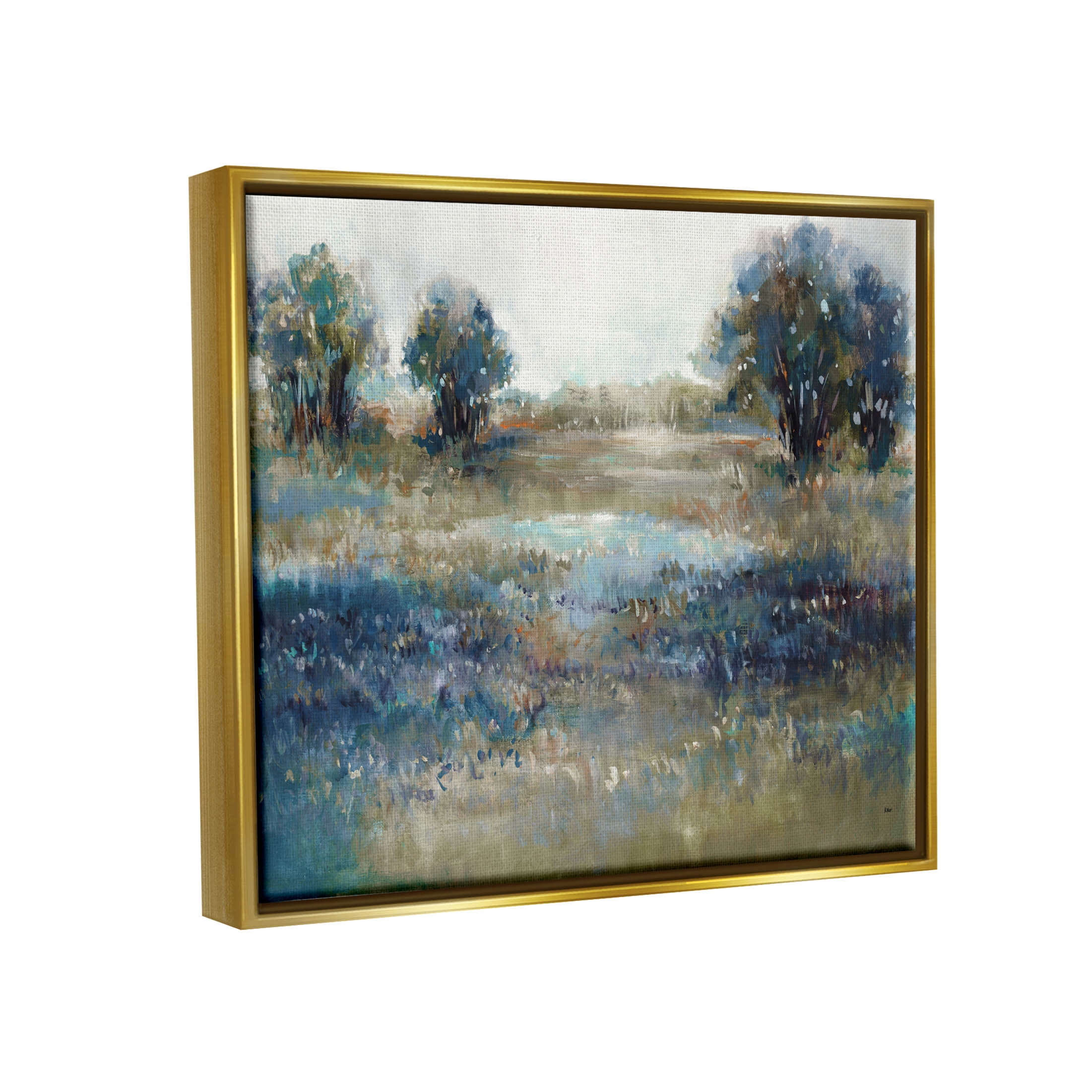 Stupell Industries Impressionist Nature Composition Painting Metallic Gold Floating Framed Canvas Print Wall Art, Design by K. Nari