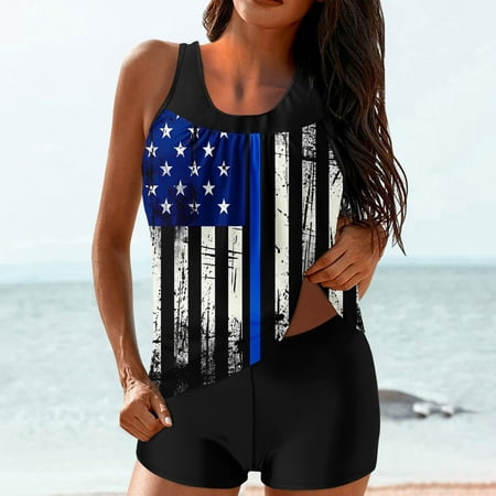 LEBONYARD Bikini Top & Boyshort Bottom Two Piece Swimsuits for Women Women Conservative Print Strappy Black Set Two Piece Swimsuits Swimdress Black XXL