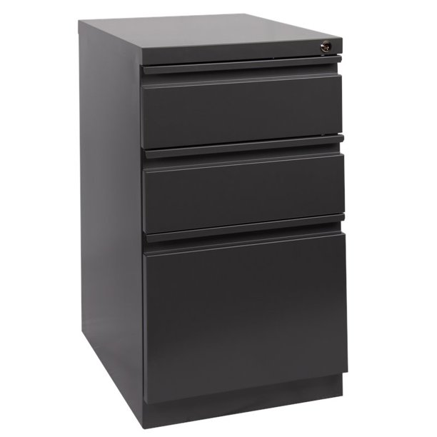 Pemberly Row 3 Drawer Mobile Pedestal Letter File Cabinet With Key Lock In Black Walmart Com Walmart Com