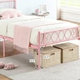 thumbnail image 3 of YUSAZENS Twin Size Metal Bed Frame with Heart Design Headboard - Under Bed Storage, No Box Spring Needed, Pink Girls Platform Bed Frame, Easy Assembly, 3 of 7
