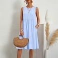 thumbnail image 2 of Sentmoon Robe Maxi en Lin Robe d'Invitée de Mariage à la Plage Été Couleur Unie Sans Manches Col Ras du Cou avec Poches Extensible Coupe Régulière Mode Boho Robes pour Femmes 2026 P-5TG, 2 of 9