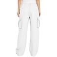 thumbnail image 5 of Danhjin White Linen Cargo Pants For Women Spring Summer Casual Elastic Waisted Drawstring Loose Straight Leg Comfy Pants Stretch Pants With Pockets, 5 of 6