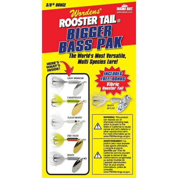 Worden's 3/8oz Rooster Tail Bigger Bass Pak Box Kit with Storage Box