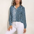 thumbnail image 3 of Blue Snake Pattern Long Sleeve Blouse Woman Streetwear Casual Shirts Summer Oversize Woman Streetwear Clothing Birthday Present, 3 of 7