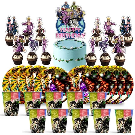 JOJO Advantage Birthday Cups Party Supplies Plates Decorations Cake Topper Decor