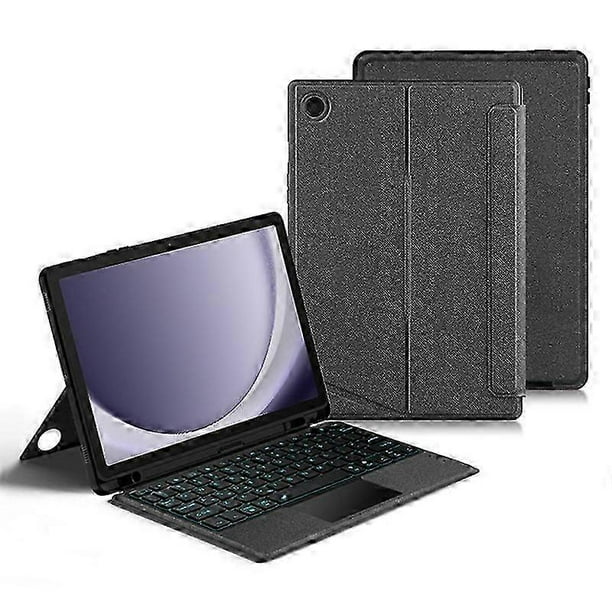 For Samsung Galaxy Tab A9+ Leather Case+Bluetooth Keyboard with Backlight Trackpad