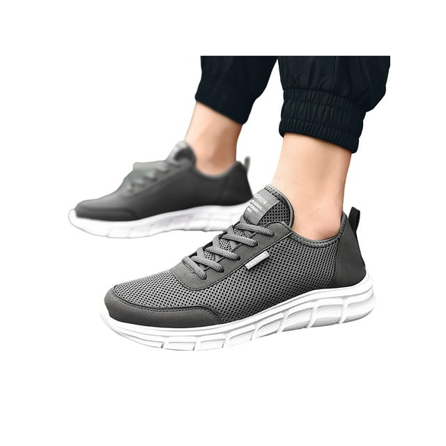 MAWCLOS Espadrilles pour Homme Espadrilles de Sport en Maille Chaussures Athlétiques Confortables à Lacets Jogger Chaussure de Course Gris Foncé 14