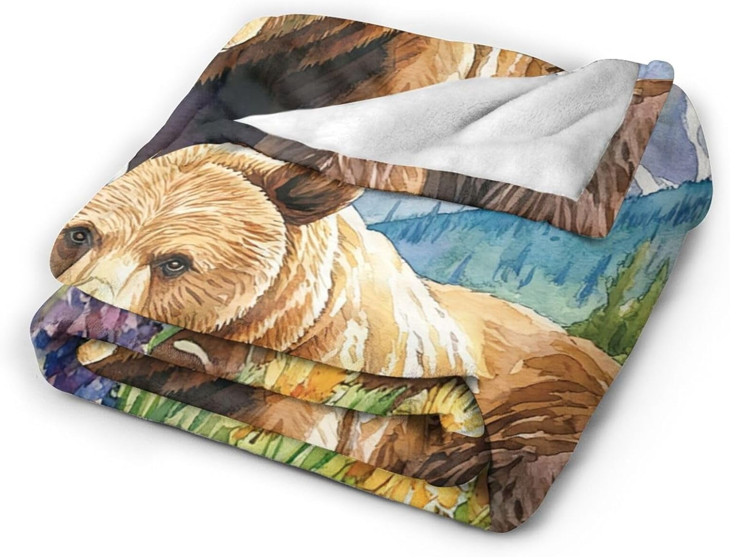 Bear Blanket Soft Warm Cute Bear Flannel Plush Throw Blanket Cozy Lightweight Bear Fleece Bedding Stuff Wildlife Animal Decor Blanket Gifts for Lover Girls Boys Kids Adults Women Bed Travel 60"x80"