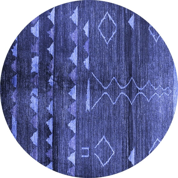 Ahgly Company Indoor Round Oriental Blue Industrial Area Rugs, 5' Round