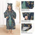 thumbnail image 3 of FORMRS Wearable Blanket Hoodie with Sleeves for Kids Cozy Flannel Sweatshirt, Navy Blue Peacock Pattern, 3 of 7
