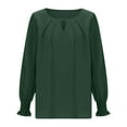 thumbnail image 3 of Dressy Casual Blouse for Women Keyhole V Neck Long Sleeve Shirts Pleated Business Work Tops Spring Clothes 2025, 3 of 5