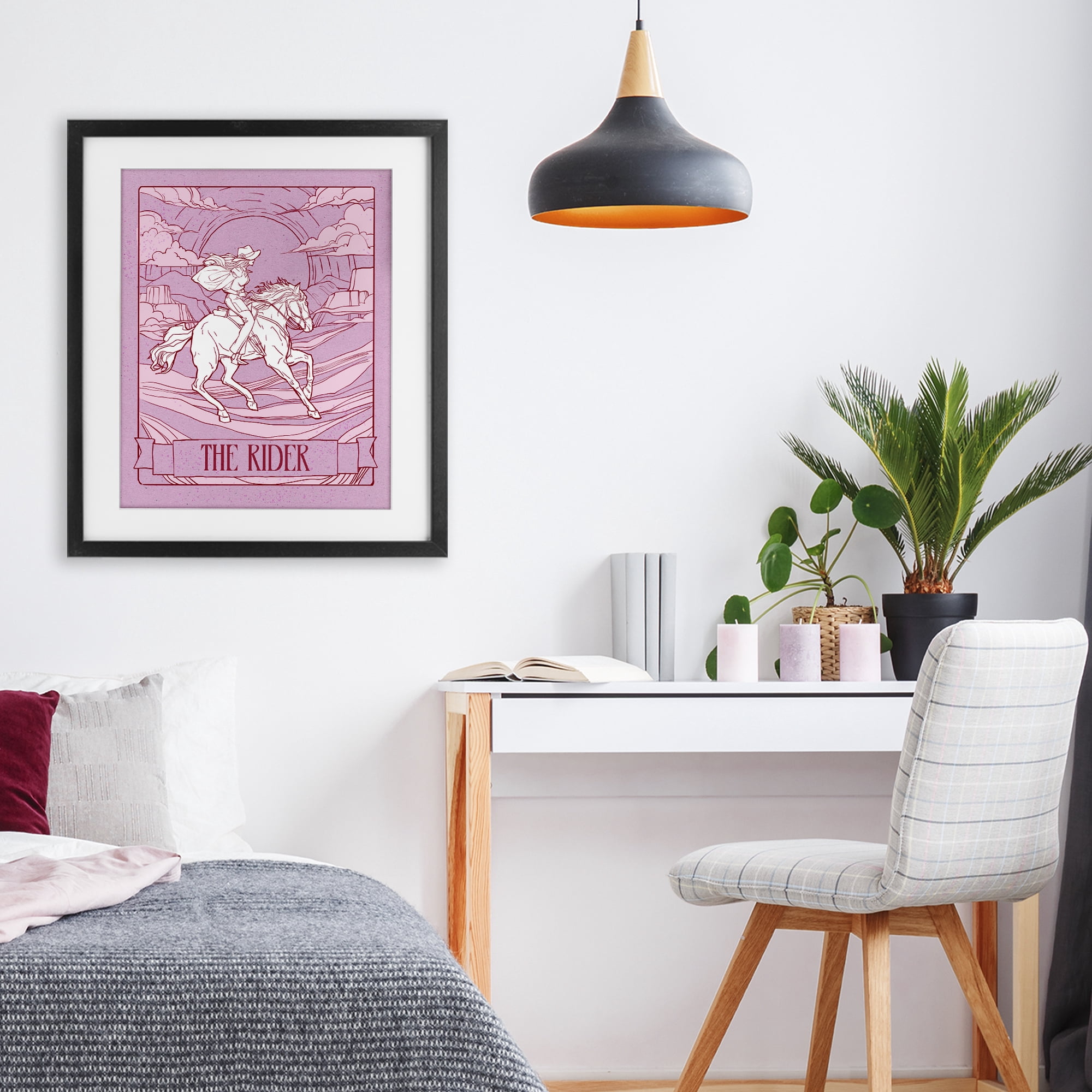 Stupell Industries Cowgirl Rider Tarot Card Black Framed Print Under Glass, design by Ziwei Li