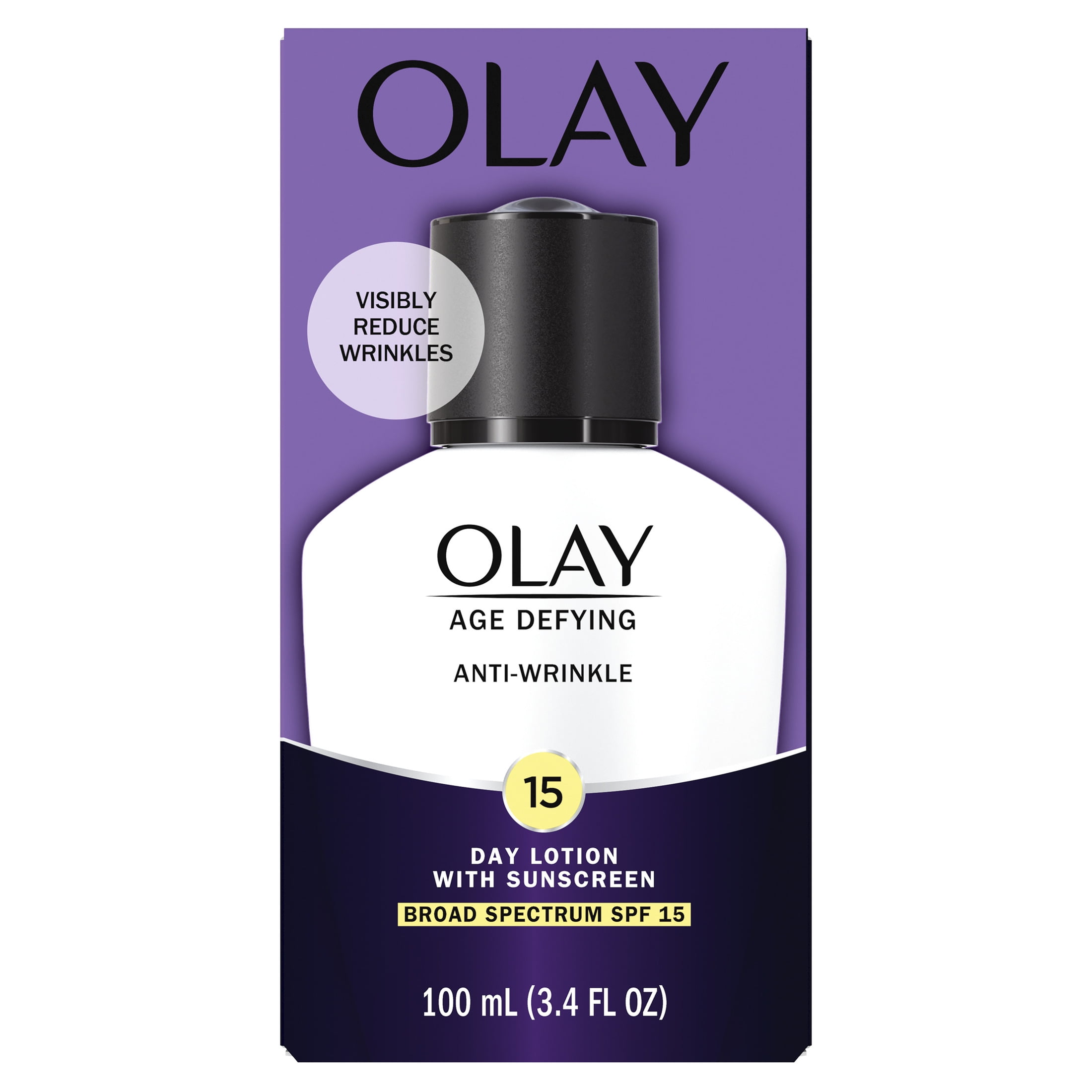 (3 pack) Olay Age Defying Anti-Wrinkle Day Face Lotion, Anti-Aging Moisturizer with Sunscreen SPF 15, 3.4 fl oz