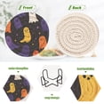 thumbnail image 4 of Yayeee 6 PCS Drink Coasters with Holder Set Woven Absorbent Round Tabletop Hot Pad, Halloween Colorful Ghosts, 4 of 7