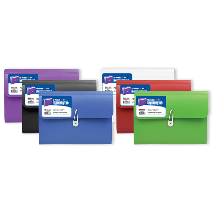 6-Pocket Multicolor Pockets Letter Size Cascading Poly Expanding File 