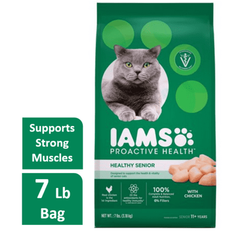 Iams Proactive Health Healthy Senior with Chicken Dry Cat Food, 7 (Best Food For 7 Month Old Cat)