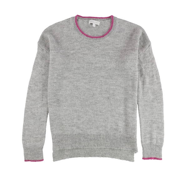 P.J. Salvage Womens Two Tone Split Hem Pullover Sweater, Grey, Medium