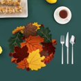 thumbnail image 1 of Feltree Maple Leaf Hand Embroidered Openwork Leaf Placemats Thanksgiving Pumpkin Applique Embroidered Pads Colorful Maple Leaves, 1 of 7