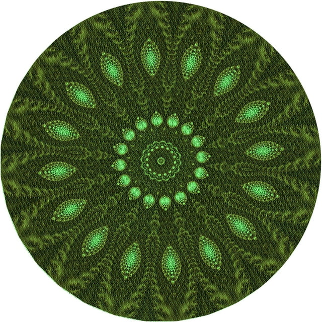 Ahgly Company Tapis de Zone Rond Vert Transitionnel pour Intérieur Lavable à la Machine, 6 Pieds Rond