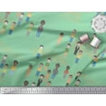 thumbnail image 2 of Soimoi Green Modal Satin Fabric Human Group Print Fabric by Yard 42 Inch Wide, 2 of 3