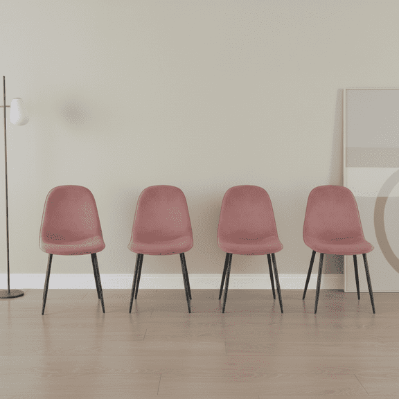 CasaGlajore Set of 4 Velvet Upholstered Dining Chairs with Black Metal Legs, Modern Mid-Century Style Comfortable Kitchen or Dining Room Chairs