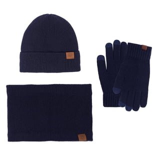 C.C Pom Cable Knit Beanie and Glove Set, Confetti Navy  display picture 3