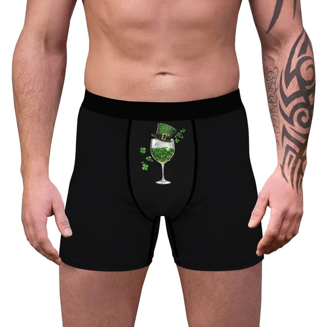 St. Patrick's Day Print Boxer Shorts for Men, Breathable Close Fitting Underwear, Polyester, 1 Pc