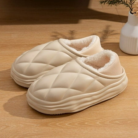 

CoCopeanut House Slippers Men Winter Slippers New Plush Warm Waterproof Eva Home Shoes Mens Soft Comfortable Non Slip Cotton Shoes Indoor