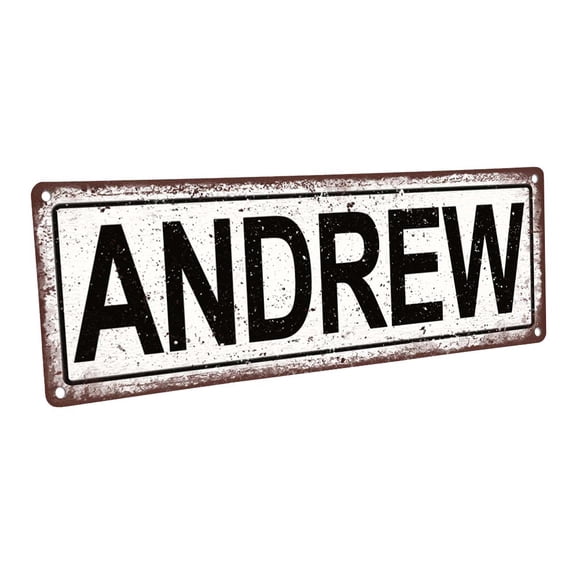 Andrew 4"x12" Metal Sign, Wall Décor for Kids Room and Nursery