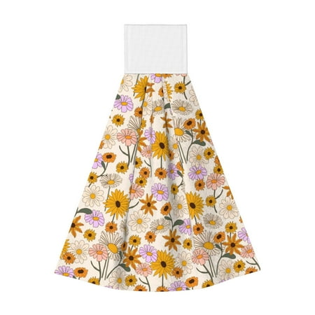 

Horeoi Boho Flowers Print Coral Fleece Microfiber Hanging Hand Towel Absorbent Hand Towel Quick Dry Thicken Cleaning Cloths Wipes Rags for Kitchen & Bathroom
