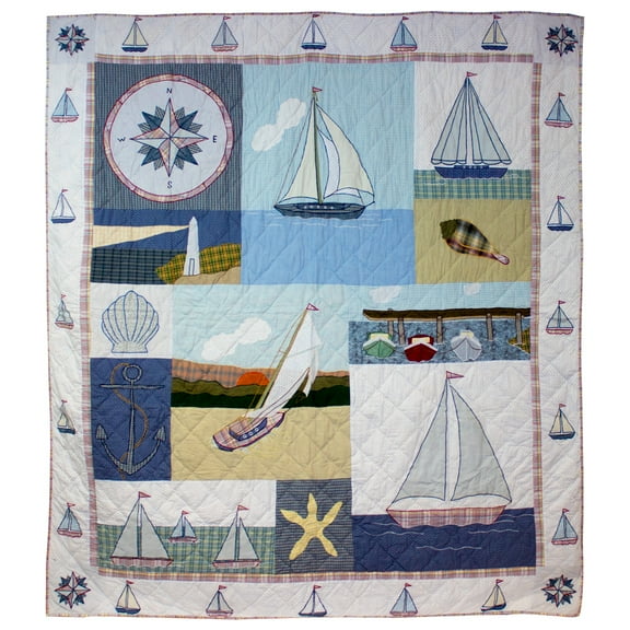 Nautical | Embroidery, Cotton shell, soft cotton filled, hand made quilts - King