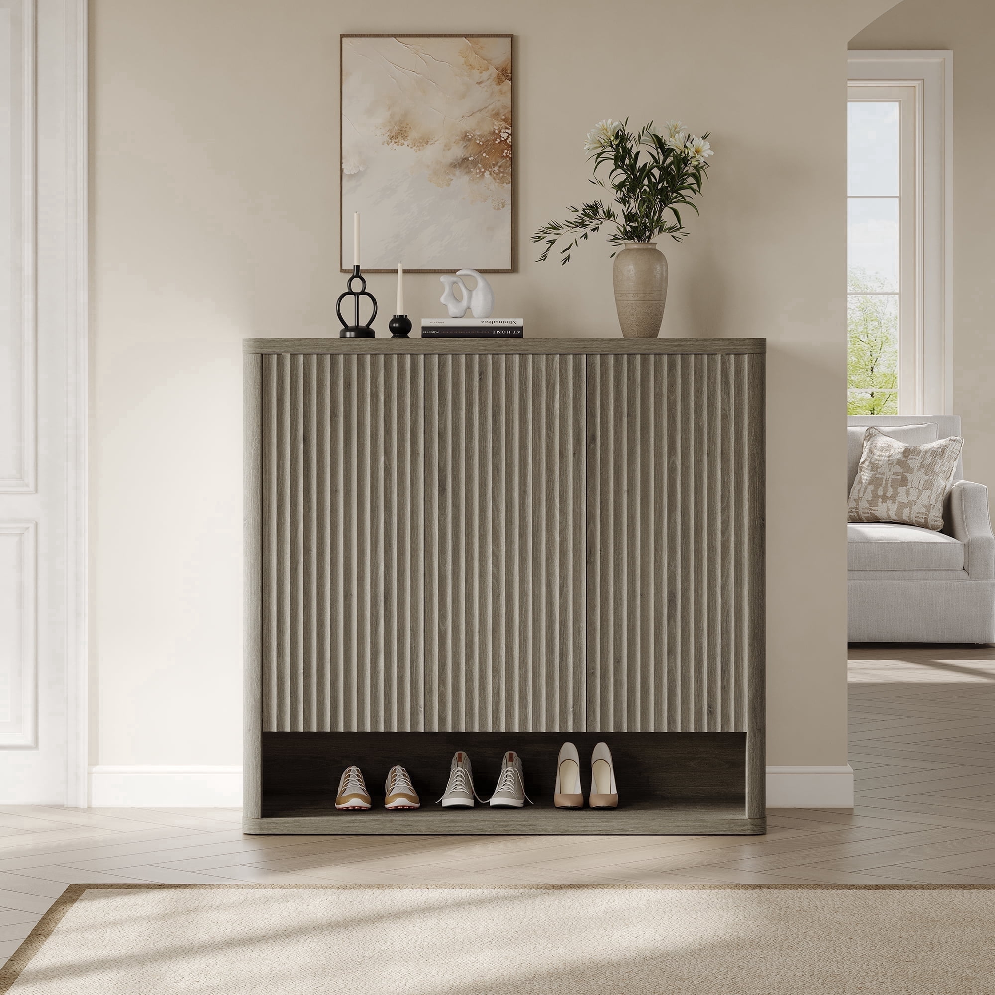 SICOTAS Shoe Storage Cabinet with 3 Doors & Shelves, 6-Tier Shoe